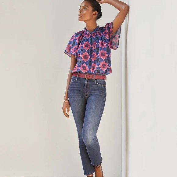 MOTHER The Dazzler Teaming Up Denim Slim Straight Jeans